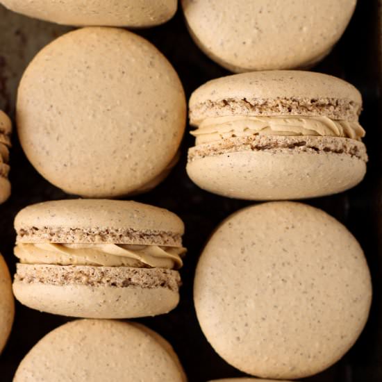 Hazelnut Mocha Macarons - Recipe photo by Bakes and Blunders