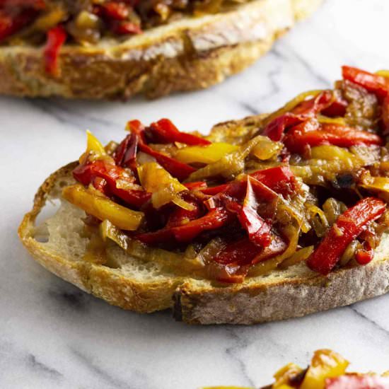 Bell Pepper & Onion Bruschetta - Recipe photo by kettleandkale