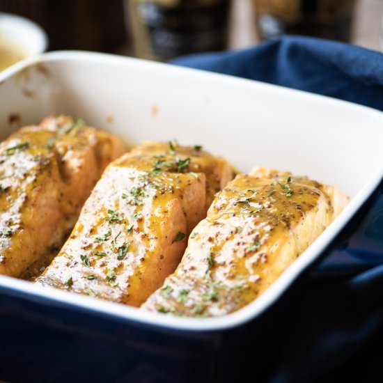Honey Mustard Glazed Salmon - Recipe photo by dudethatcookz