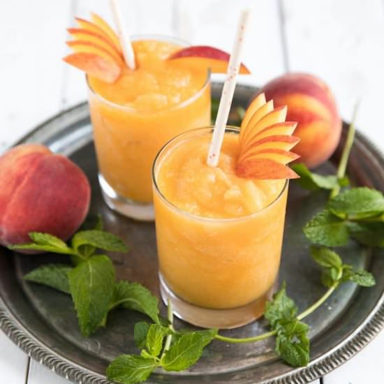 Frozen Peach Wine Slushies - Recipe photo by theforkedspoon