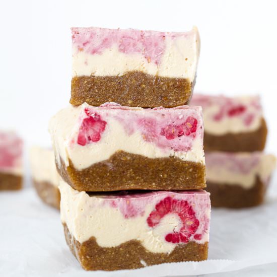 Lemon Raspberry Cheesecake Bars - Recipe photo by staysweetwellness