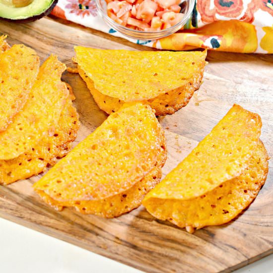 Crunchy Keto Cheese Taco Shells - Recipe photo by littlebitrecipes
