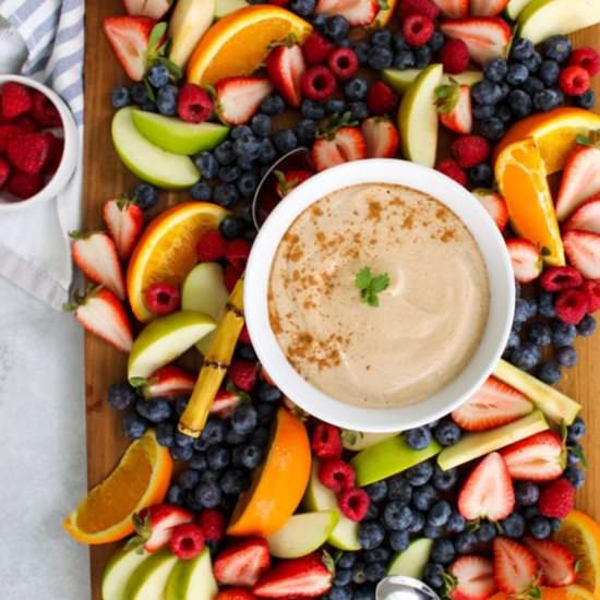 Maple Cinnamon Cashew Fruit Dip - Recipe photo by FitLiving Eats