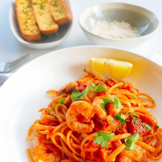 30-min King Prawn Linguine - Recipe photo by therarewelshbit