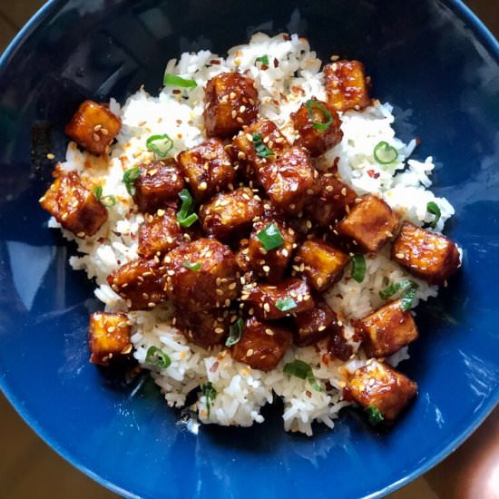 Sticky Sesame Tofu - Recipe photo by Jennyblogs