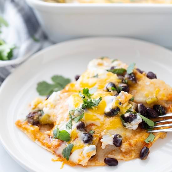 Layered Black Bean Enchiladas - Recipe photo by emihill