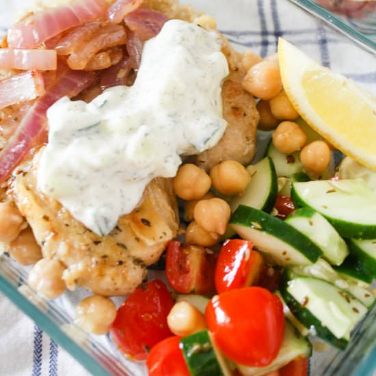 Greek Chicken Meal Prep Bowls - Recipe photo by asavoryfeast