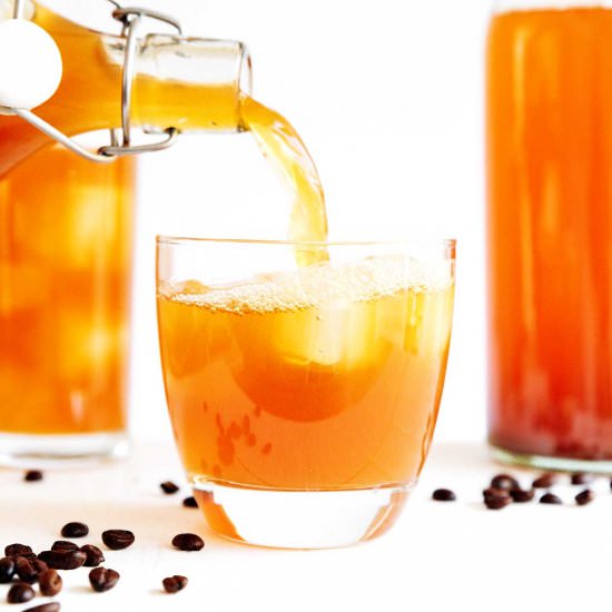How to Make Coffee Kombucha - Recipe photo by liveeatlearn