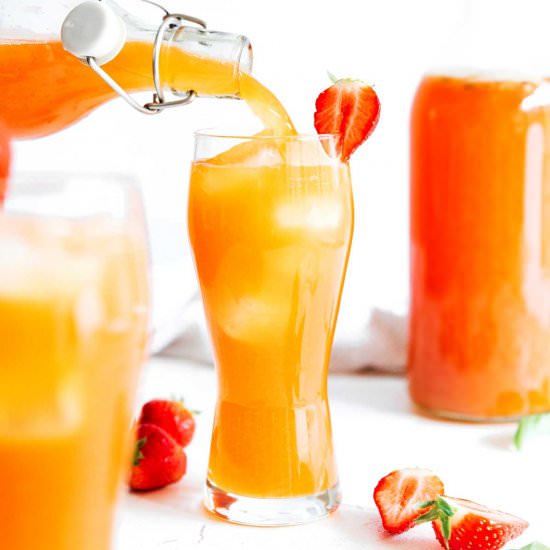 Homemade Strawberry Basil Kombucha - Recipe photo by liveeatlearn