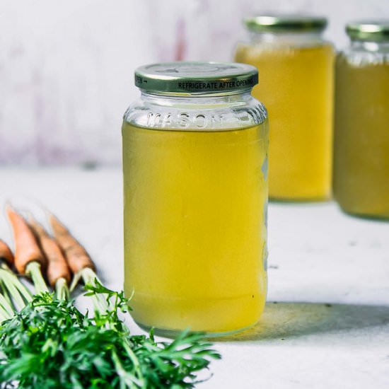 Carrot Tops Vegetable Broth - Recipe photo by forkintheroad