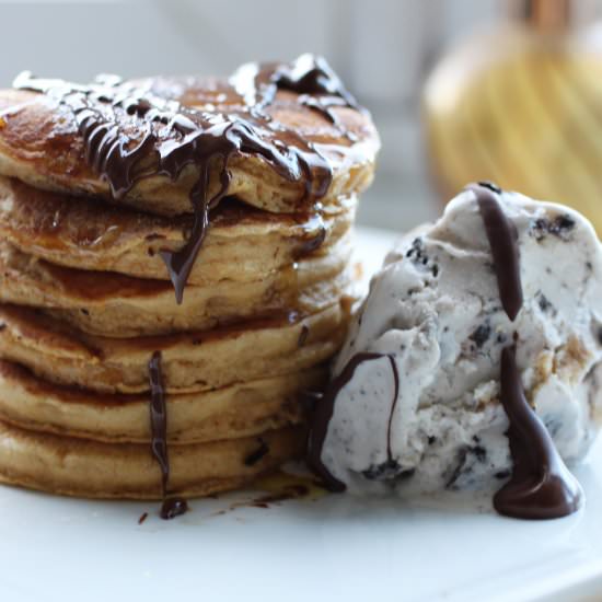 Peanut Choc Chip Pancakes - Recipe photo by GlowSteady