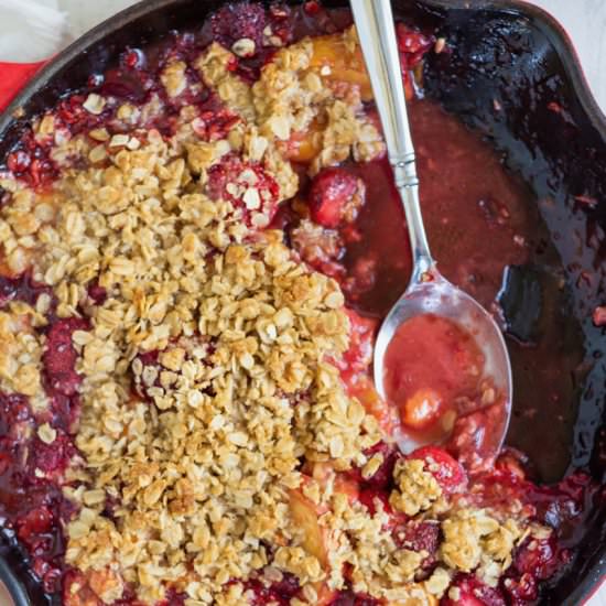 Skillet Strawberry Peach Crisp - Recipe photo by islandbakes