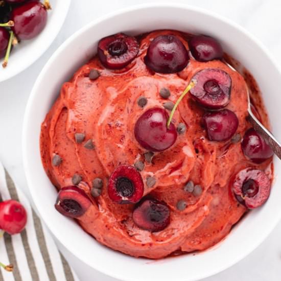Cherry Nice Cream - Recipe photo by Three Little Chickpeas