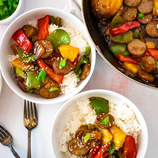 Chicken Sausage Hawaiian Bowl - Recipe photo by theseasonaljunkie