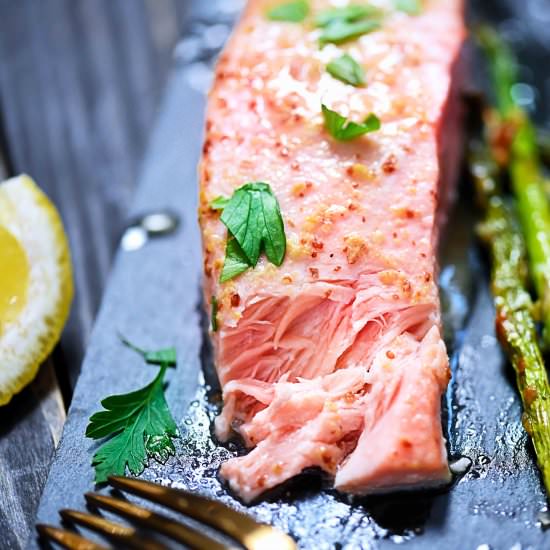 Mustard Baked Salmon - Recipe photo by Lila Ruth Grain Free