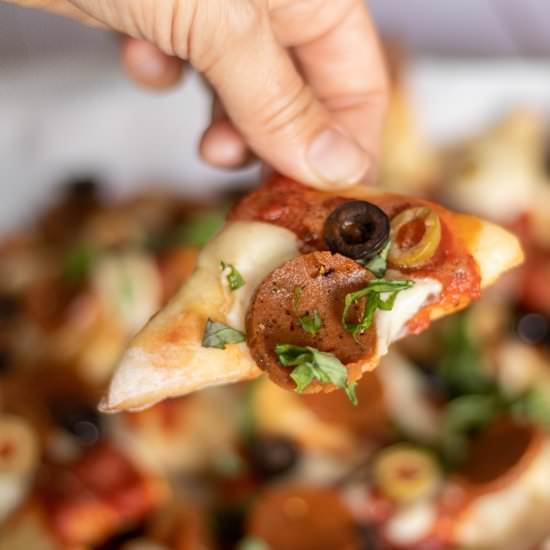 Vegan Pepperoni Pizza Nachos - Recipe photo by 86Eats