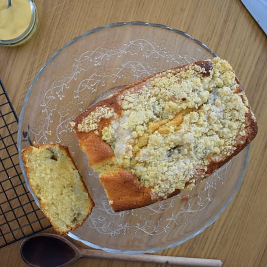 Rhubarb and Custard Loaf Cake - Recipe photo by donnadundasblog