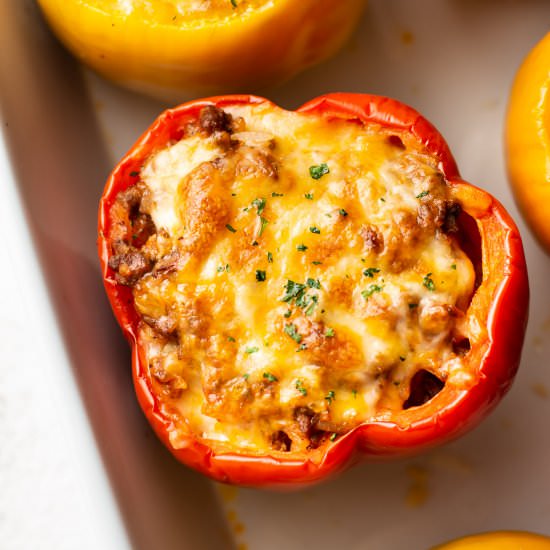 ground beef stuffed peppers - Recipe photo by saltandlavender