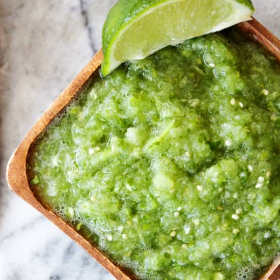 Tomatillo Salsa Verde - Recipe photo by Horses &amp; Heels