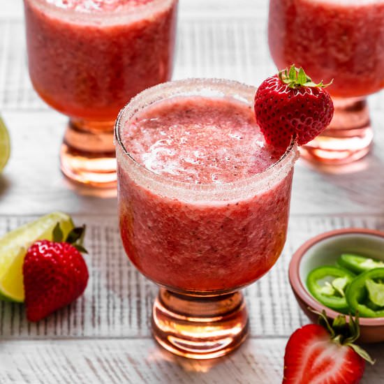 Strawberry Jalapeño Margaritas - Recipe photo by ShortGirlTallOrder