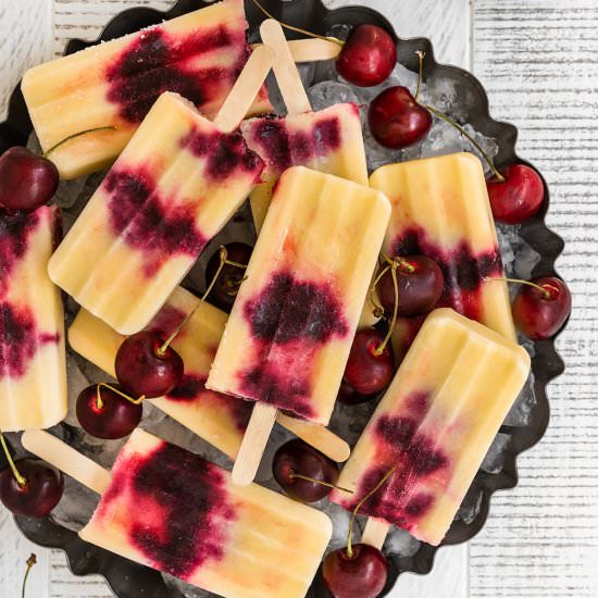 Roasted Cherry Pineapple Popsicles - Recipe photo by ShortGirlTallOrder