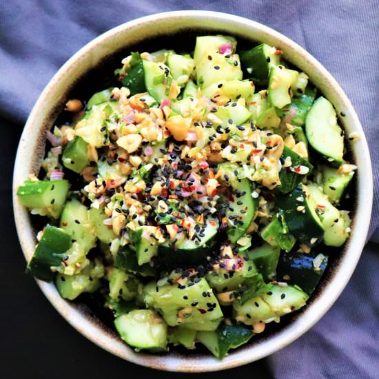 Smashed Cucumber Salad - Recipe photo by veryveganval