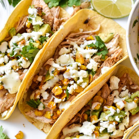 Mexican Street Corn Chicken Tacos - Recipe photo by stressbaking