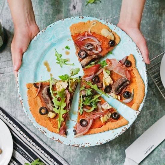 AIP Mediterranean Flatbread Pizza - Recipe photo by foodcourage