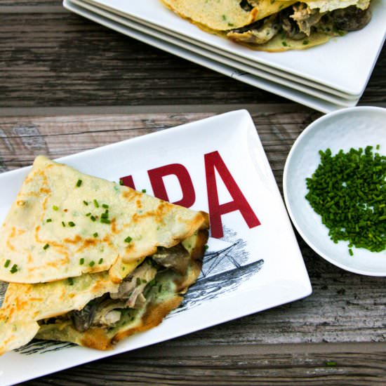 Creamy Chicken and Mushroom Crepes - Recipe photo by Chef Molly