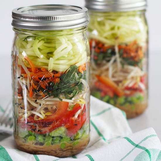 Raw Pad Thai Mason Jar Salad - Recipe photo by FitLiving Eats