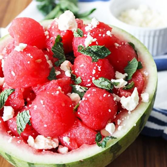 Watermelon Mint Feta Salad - Recipe photo by FitLiving Eats