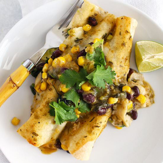Black Bean and Spinach Enchiladas - Recipe photo by FitLiving Eats
