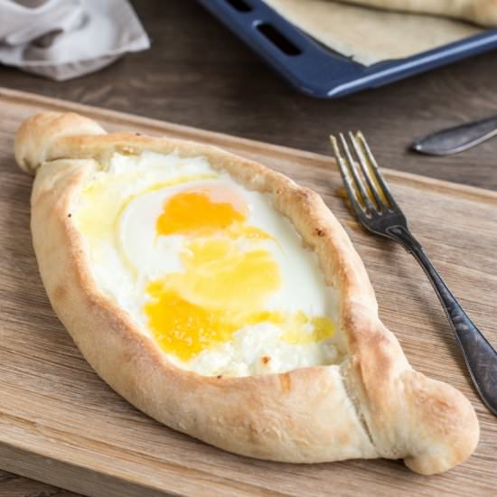 Sourdough khachapuri adjaruli - Recipe photo by electricbluefood