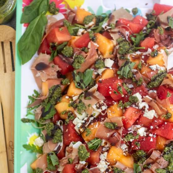 Summer Melon Salad with Prosciutto - Recipe photo by winealittlecookalot