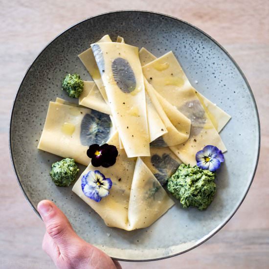 Fazzoletti with Pesto - Recipe photo by pastaetal