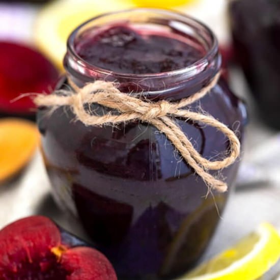 Plum Jam - Recipe photo by peasandpeonies