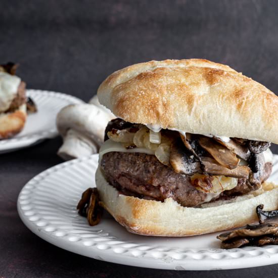 Mushroom Burgers with swiss - Recipe photo by Aredspatula