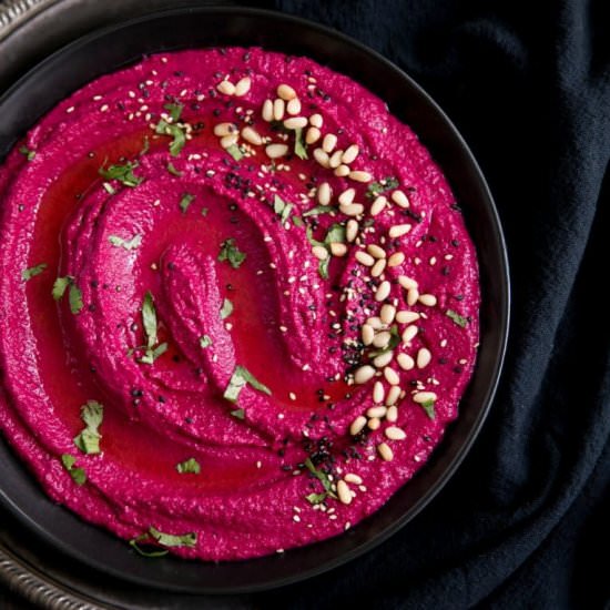 Beet Hummus - Recipe photo by theforkedspoon