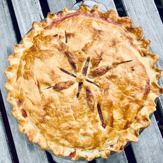 The Best Strawberry Rhubarb Pie - Recipe photo by poordrwife