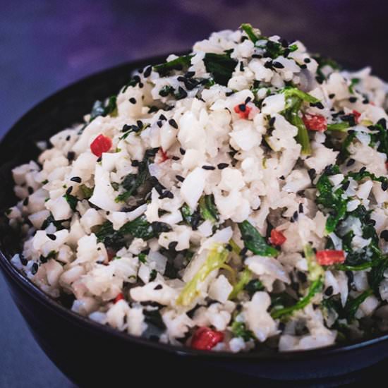 Cauliflower Rice with Spinach - Recipe photo by The Real Food Geek