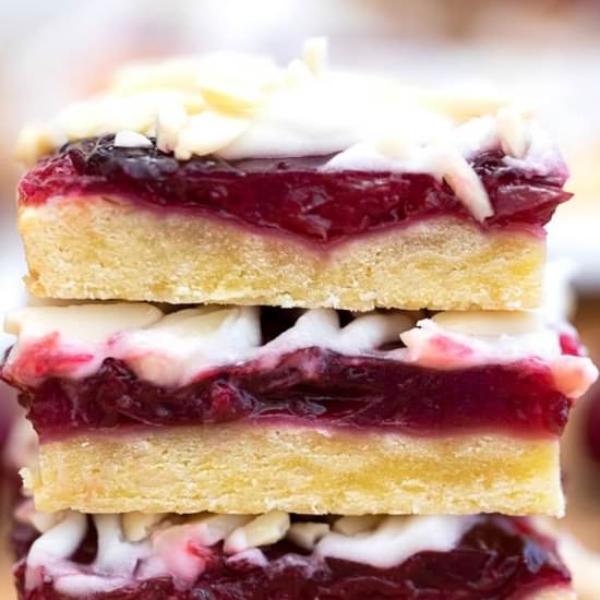 Cherry Bars - Recipe photo by peasandpeonies
