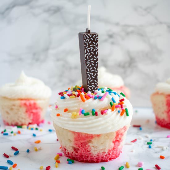 Strawberry Jello Poke Cupcakes - Recipe photo by thefairytalebakeshop