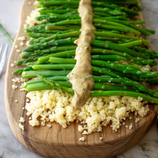 Lemon Herb Asparagus Couscous - Recipe photo by cashews_and_quinoa