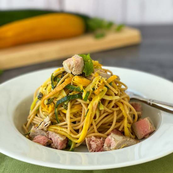 Zucchini, Squash & Tuna Spaghetti - Recipe photo by Italian Kitchen Confessions