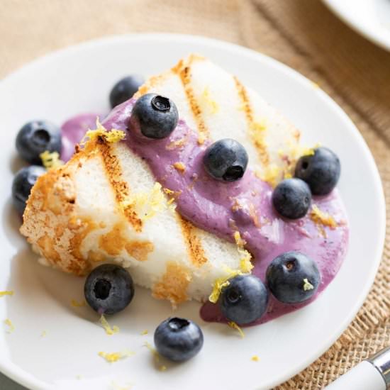 Blueberry-Lemon Angel Food Cake - Recipe photo by Two Healthy Kitchens