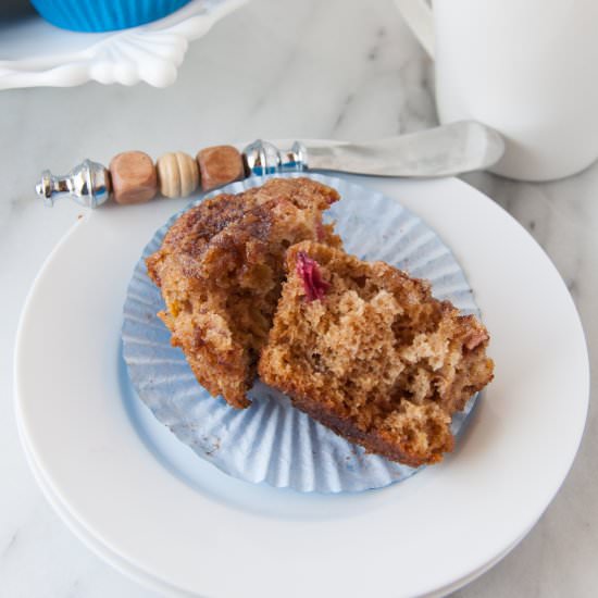 Cinnamon Sugar Rhubarb Muffins - Recipe photo by Bakin Care of Business