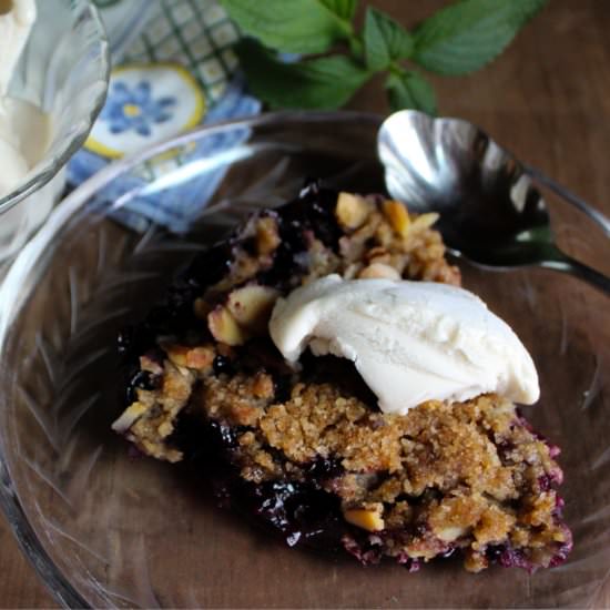 Blueberry Almond Crisp - Recipe photo by vegancabinlife