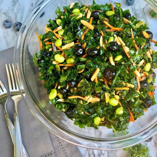 Kale Salad with Blueberries - Recipe photo by Hoorah to Health