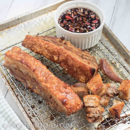 Oven-Fried Crispy Lechon Kawali - Recipe photo by Rivertenkitchen