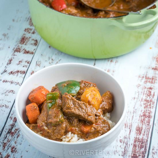 Beef Caldereta (Filipino Beef Stew) - Recipe photo by Rivertenkitchen